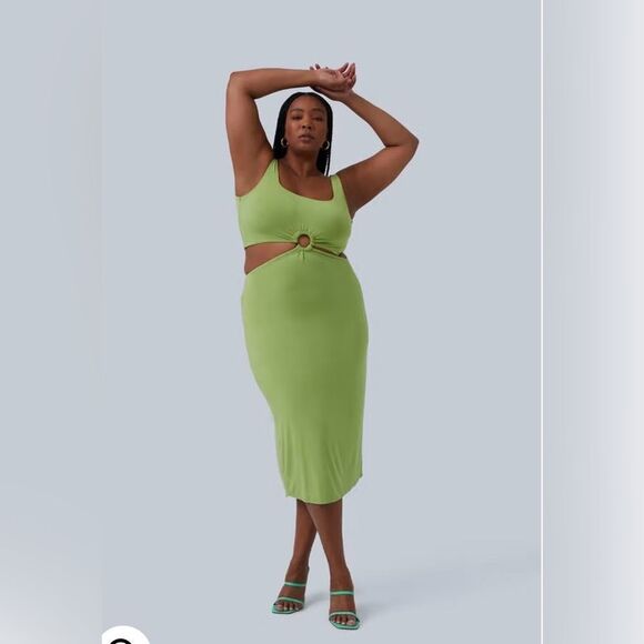 GIA IRL Plus Green Cutout Maxi Dress Womens Sz 2 18/20 Sleeveless NWT - Picture 1 of 17